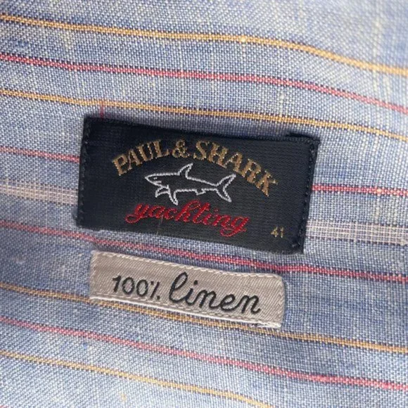 Paul & Shark Slate Blue Linen Button Front Shirt - Picture 13 of 14